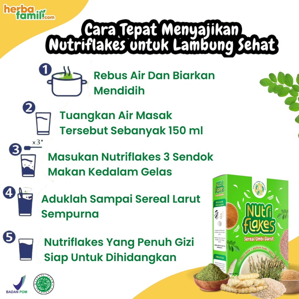 Minuman Serbuk Umbi Garut Nutriflakes - 100% Original Suplemen Makanan Diet Atasi Asam Lambung Diabetes Kontrol Kolesterol