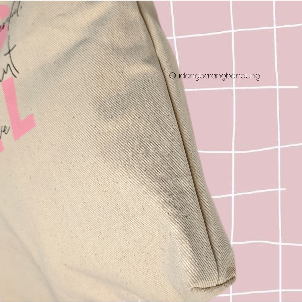Tote Bag Kanvas Resleting Korean Style 'Yes Girl' - Gaya Aesthetic untuk Wanita yang Memikat!