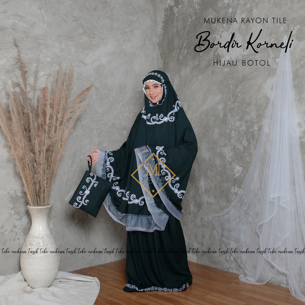 TOKO MUKENA TASIK - MUKENA BORDIR RAYON TILE KORNELI