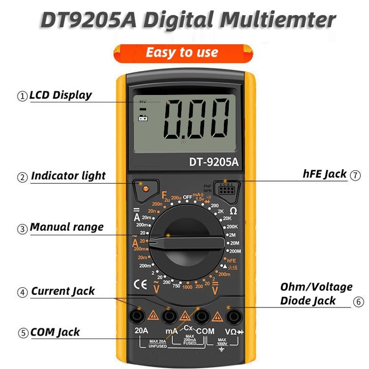 MULTITESTER DIGITAL DT 9205 A - AVOMETER MULTIMETER DT 9205A / MULTIMETER AVOMETER MULTITESTER