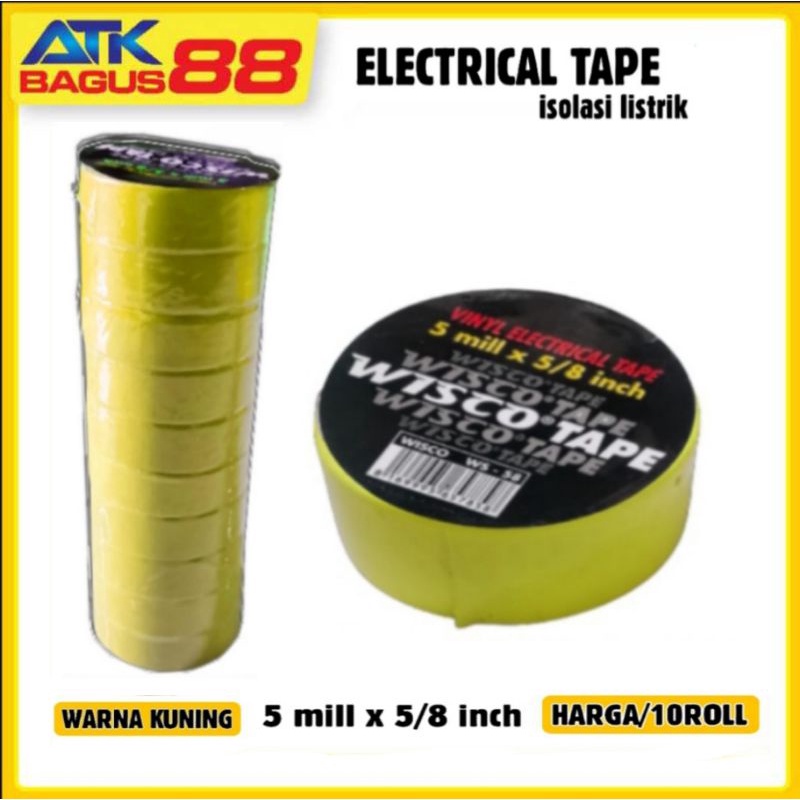 10 roll isolasi listrik/electrical wisco tape/lakban listrik/lakban hitam