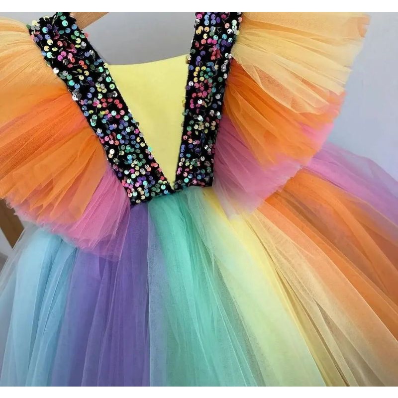 dress sayap rumbay rainbow baju pesta anak perempuan baju kondangan natal lebaran