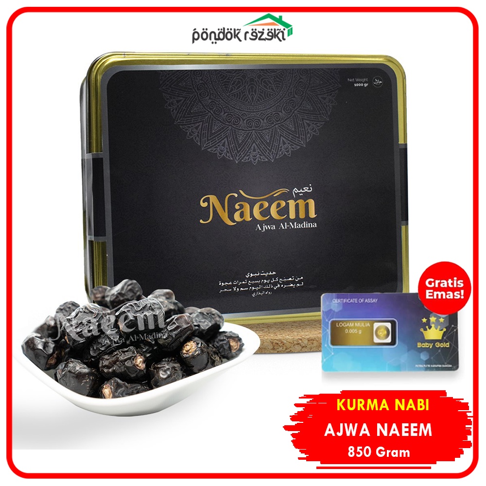 

Kurma Ajwa Naeem Al-Madina 850 Gram Premium Kemasan Kaleng Bonus Minigold Hampers Lebaran