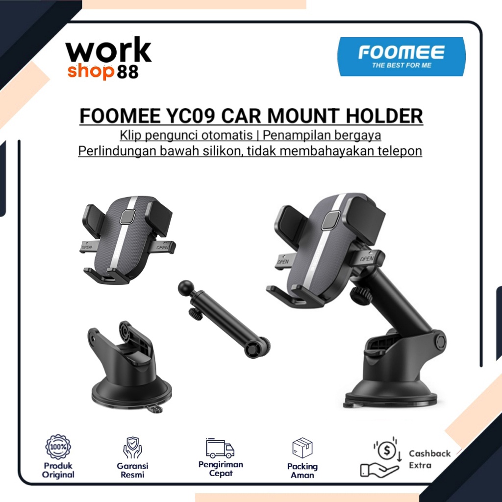 Terbaru FOOMEE YC09 Car Mount Holder - New Original Garansi Resmi Nasional - Strong suction cup | 36