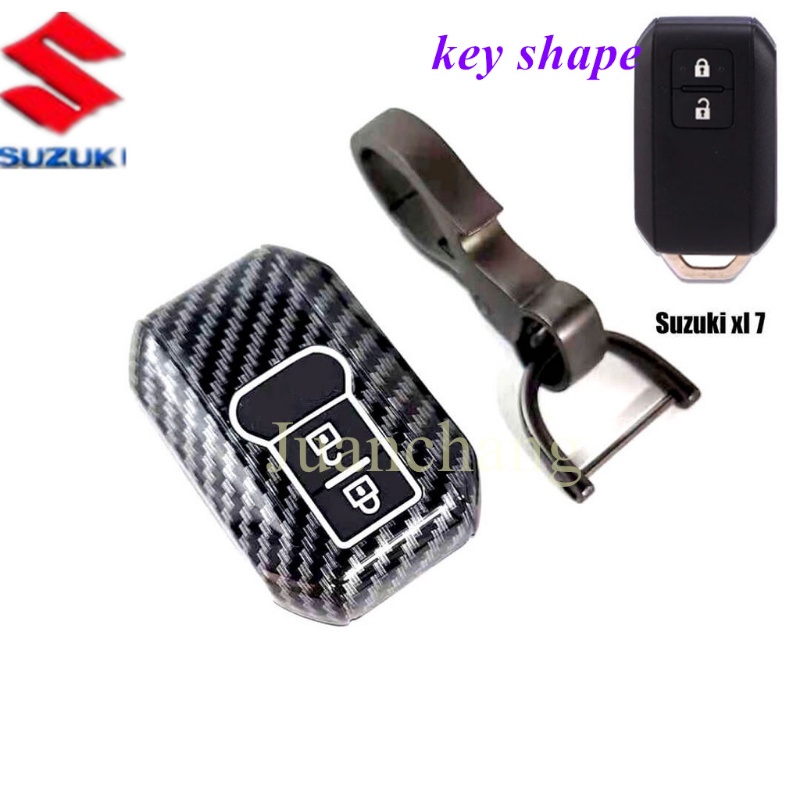 Case Remote Kunci Mobil Bahan Abs Karbon Untuk Suzuki Ertiga Swift 2017 Wagon R 3c Embona XL7 2017-2021 2 Tombol