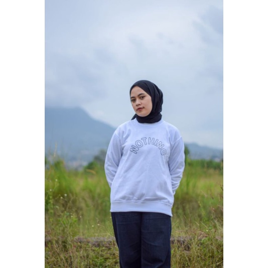 NOTHING TEXT SWEATER UNISEX KEKINIAN TERLARIS&quot;