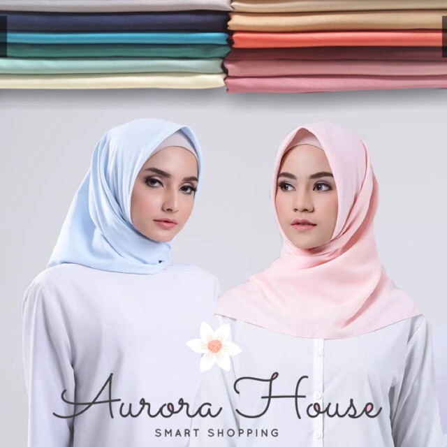 Jilbab satin polos premium / satin premium / jilbab segi empat