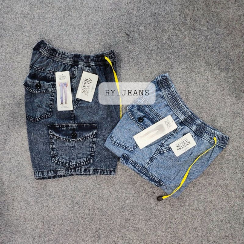 Celana jeans pendek pria celana cargo jeans denim street