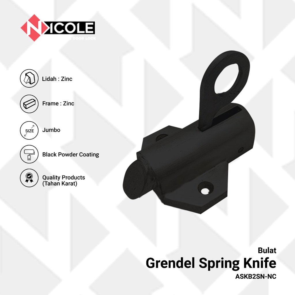 Grendel Spring Knife Bulat / Kunci Jendela Nicole Jumbo