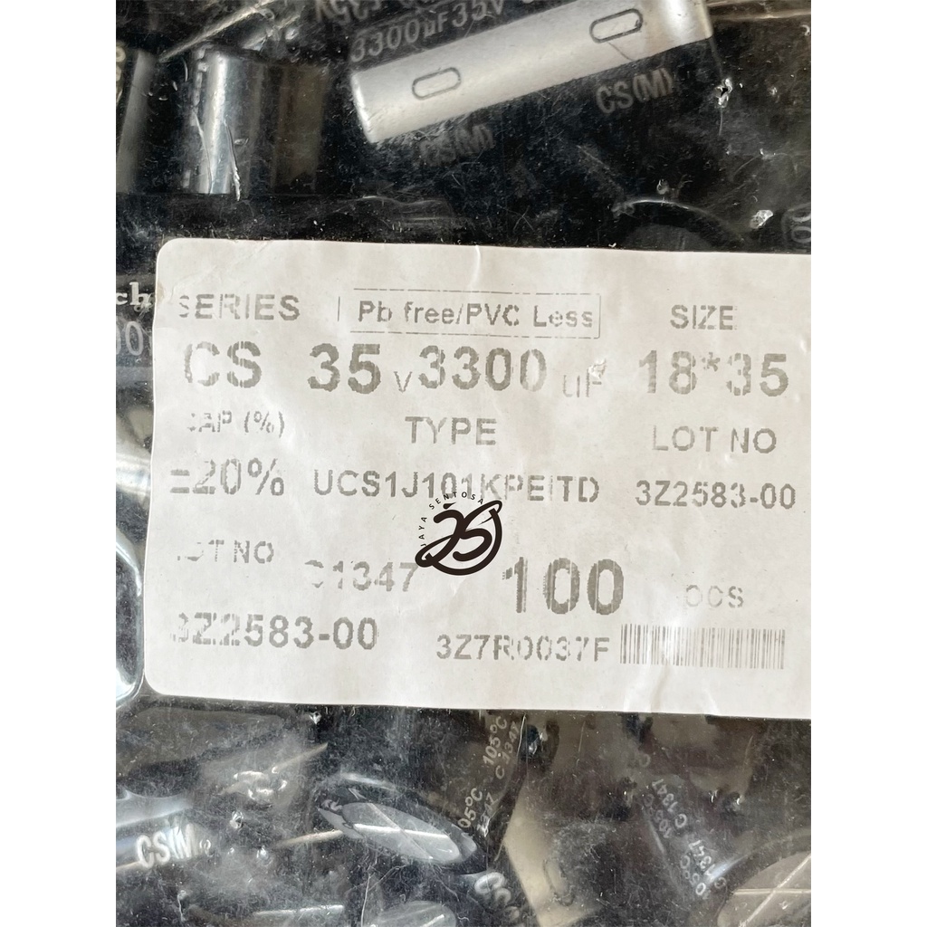 ELCO 3300UF 35V (1 BUAH) KAPASITOR CAPACITOR ELCO KAPASITOR ELKO KAPASITOR 3300 UF 35 V