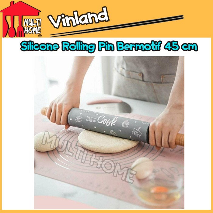 Vinland Silicone Rolling Pin Bermotif 45 cm Penggiling Adonan Silikon