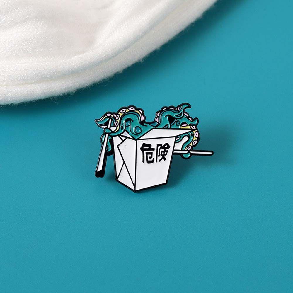 NEEDWAY Gurita Bros Ransel Kartun Gurita Takeout Aksesoris Perhiasan Kerah Brooch Karton Enamel Pin