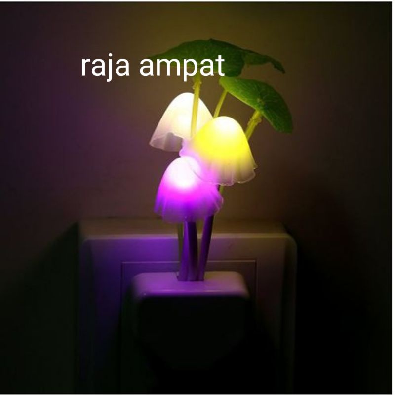 lampur tidur jamur/Lampu tidur 4 led warna-warni bentuk jamur dengan sensor cahaya