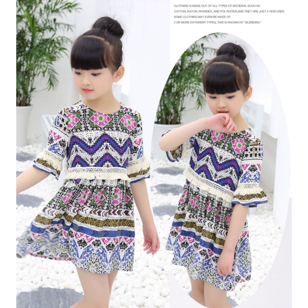 Promo !! Dress anak cewek / dress dewata motive summer ukuran 9bulan-2tahun / Dress import bahan lembut