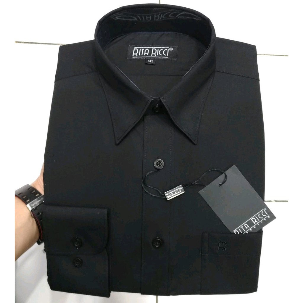 Rita Ricci Kemeja Hitam Polos Panjang Reguler