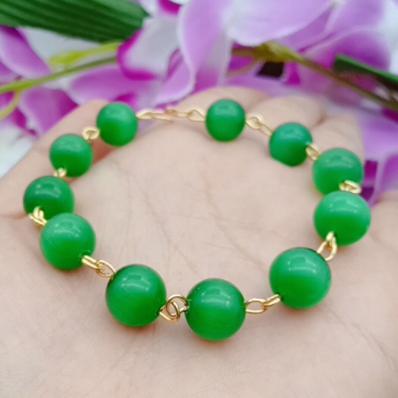 gelang wanita lapis emas permata giok terbaru star+