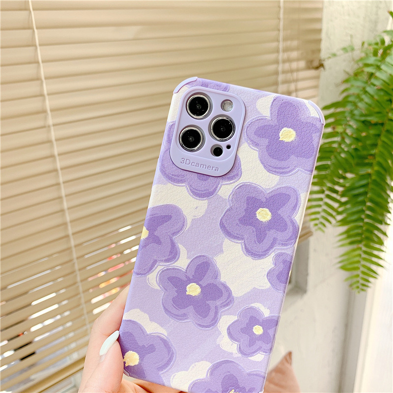 Case Silikon Motif Bunga Ungu Untuk iPhone 11 Pro Max 7 8 Plus SE X XS XR XSMAX 12 12pro Max