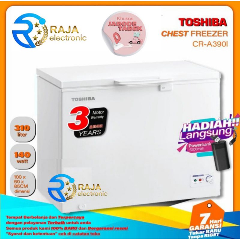 Chest Freezer TOSHIBA CR-A390I 2 in 1 , Freezer box daging ice cream