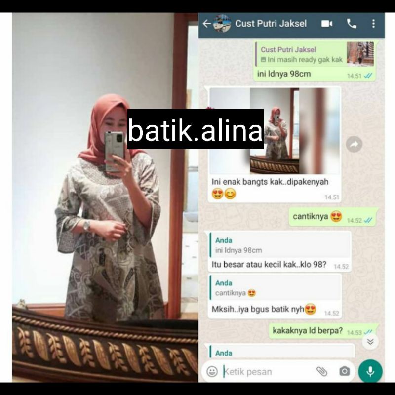 Batik Alina Baju Batik Wanita Modern Atasan Batik Kerja Wanita Tunik Batik Kantor Blouse Batik Seragam Batik M L XL XXL