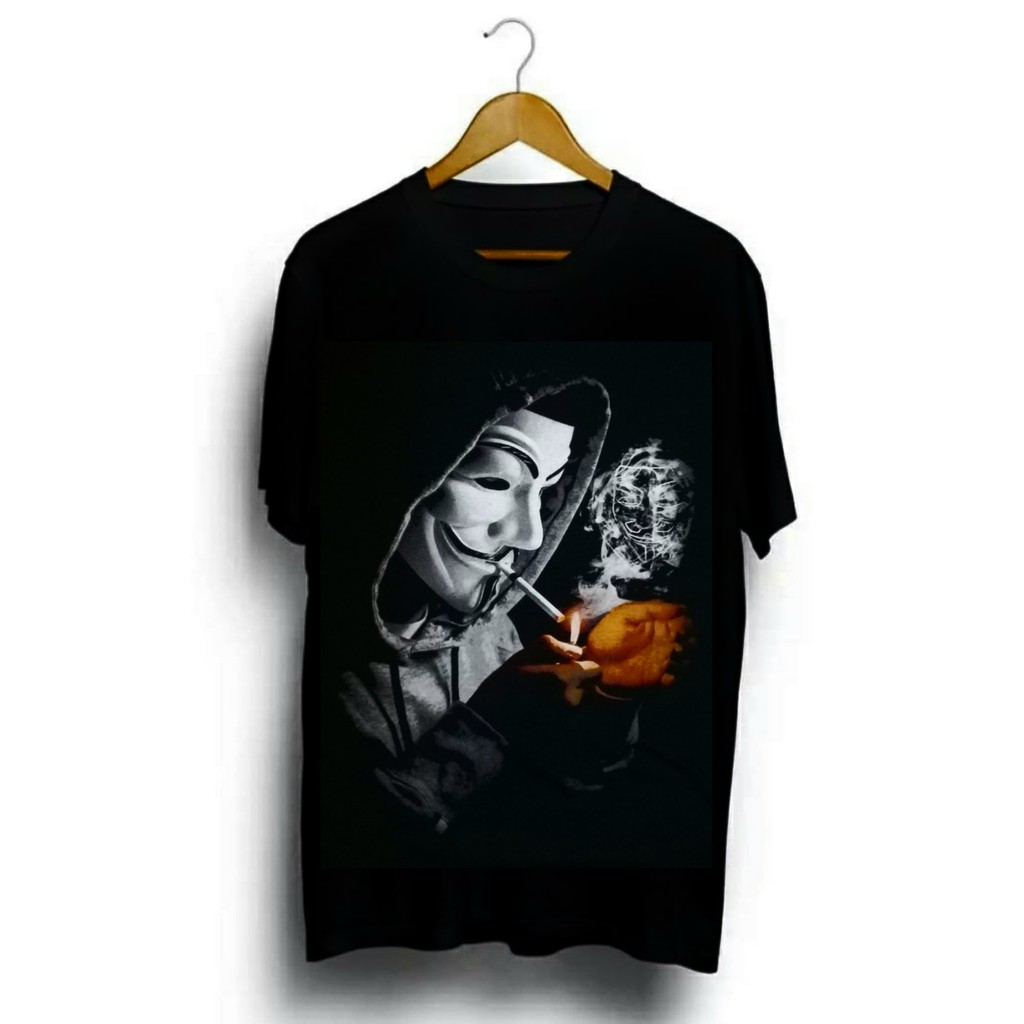 Promo Kaos Pria/KaosDistro/Kaos Terkini/Kaos Anymous Rokok