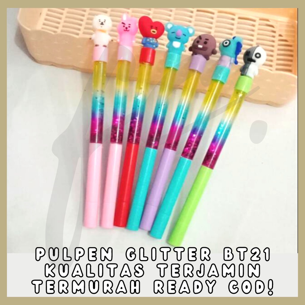PEN GLITTER GEL BT21 / BTS / BANGTAN BOYS / KPOP / KOREA ARMY PULPEN / PENA / BOLPEN GROSIR COD