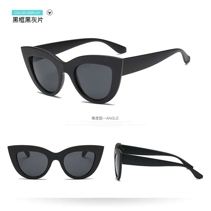 (YUZHU) Gaya Barat Retro Cat Eye INS Mode Oval Sunglasses Wanita Klasik Anti UV400