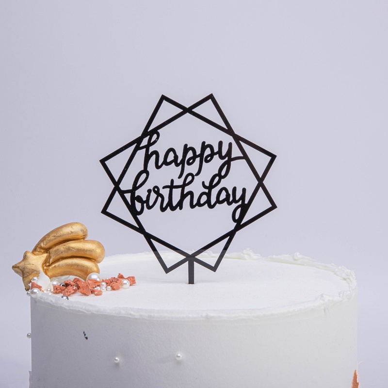 1PCS Topper Ultah Kue Ulang Tahun Birthday Cake Hiasan Dekorasi Topping Hari Raya Happy Birthday akrilik acrylic plastik Boba Souvernir Nikah Wedding Kawin Kondangan Pesta LADALA