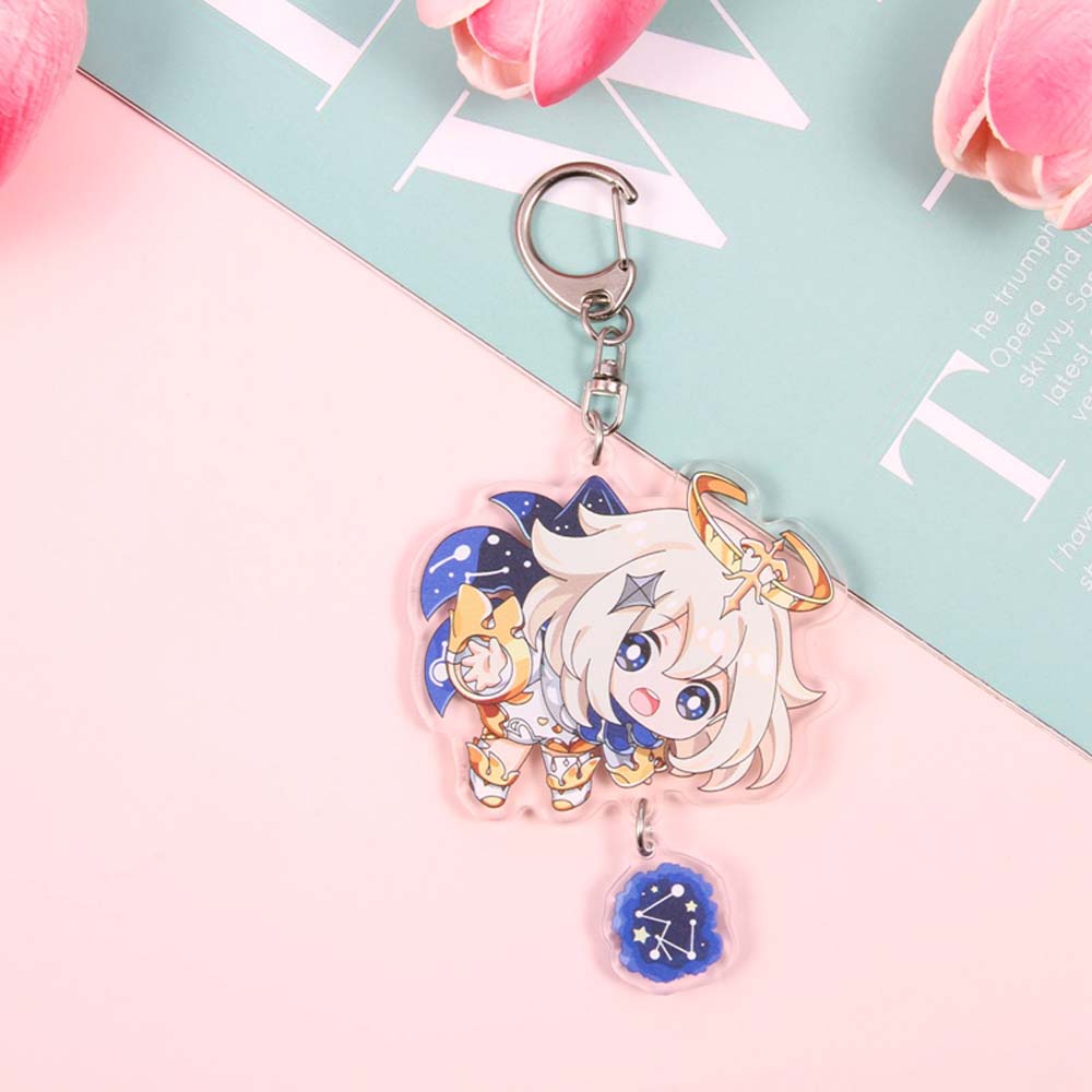 LANFY Cartoon Genshin Impact Creative Key Rings Keychain keqing Klee Hung Bag Pendant Diluc Venti Key Ring Holder