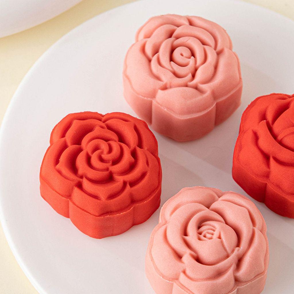 [Elegan] Cetakan Mooncake Mawar 1set Pembuatan Kue Kering Kreatif Pola Bunga Manual Mooncake Press