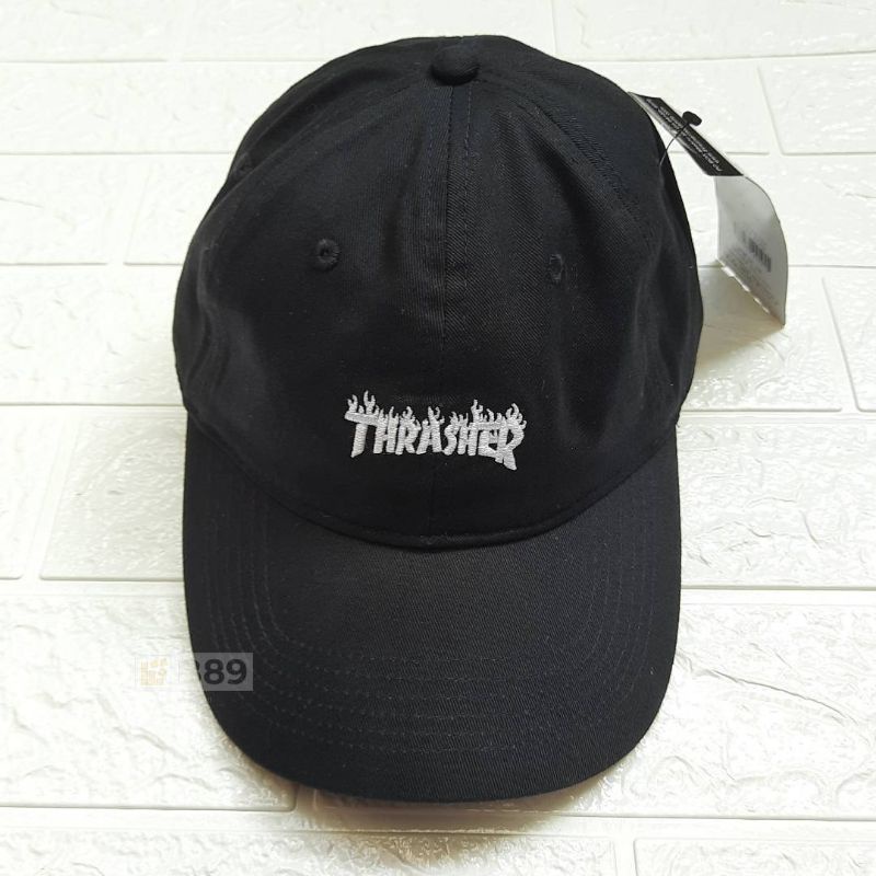 TOPI THRASHER FLAME LOGO DADS CAP ORIGINAL - BLACK