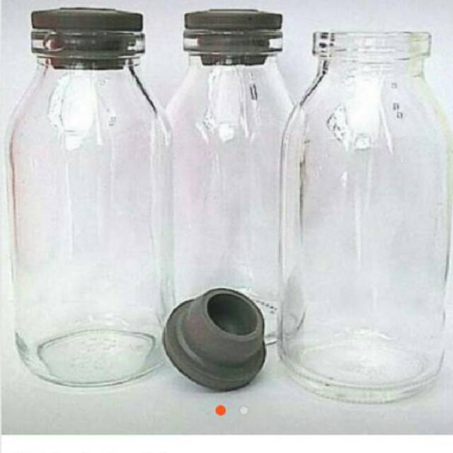 Botol asi kaca tutup karet rekondisi steril