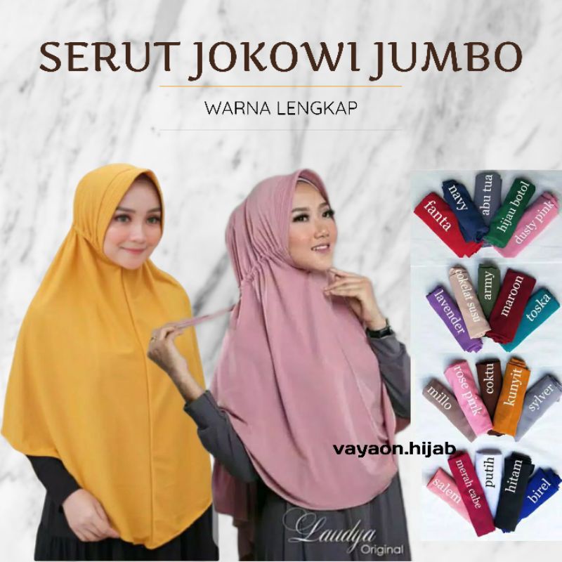 HIJAB SERUT JOKOWI JUMBO XL JILBAB HAMIDAH INSTAN KHIMAR POLOS JERSEY JUMBO SYARI TERMURAH vayaon.hijab