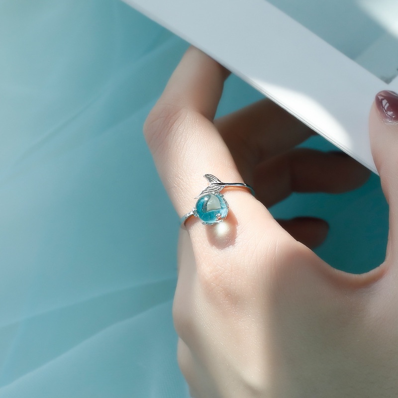 Cincin Model Terbuka Desain Mermaid Bahan Busa Untuk Wanita