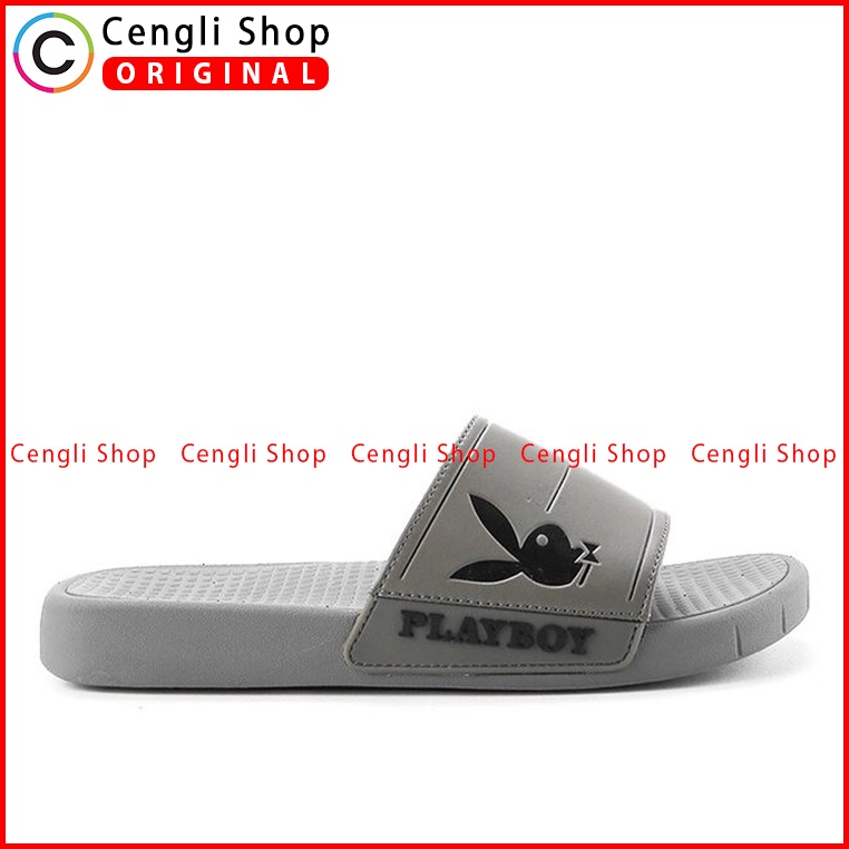 SANDAL SLIDE PLAYBOY PRIA ORIGINAL CASUAL BRANDED ASLI ABU-ABU PL14