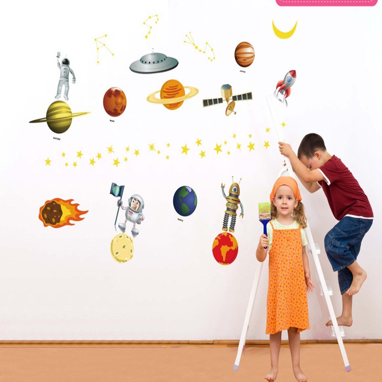 RELIZA WALL STICKER / STIKER DINDING PLANET LUAR ANGKASA ASTRONOT STUDY BELAJAR ANAK JM8351