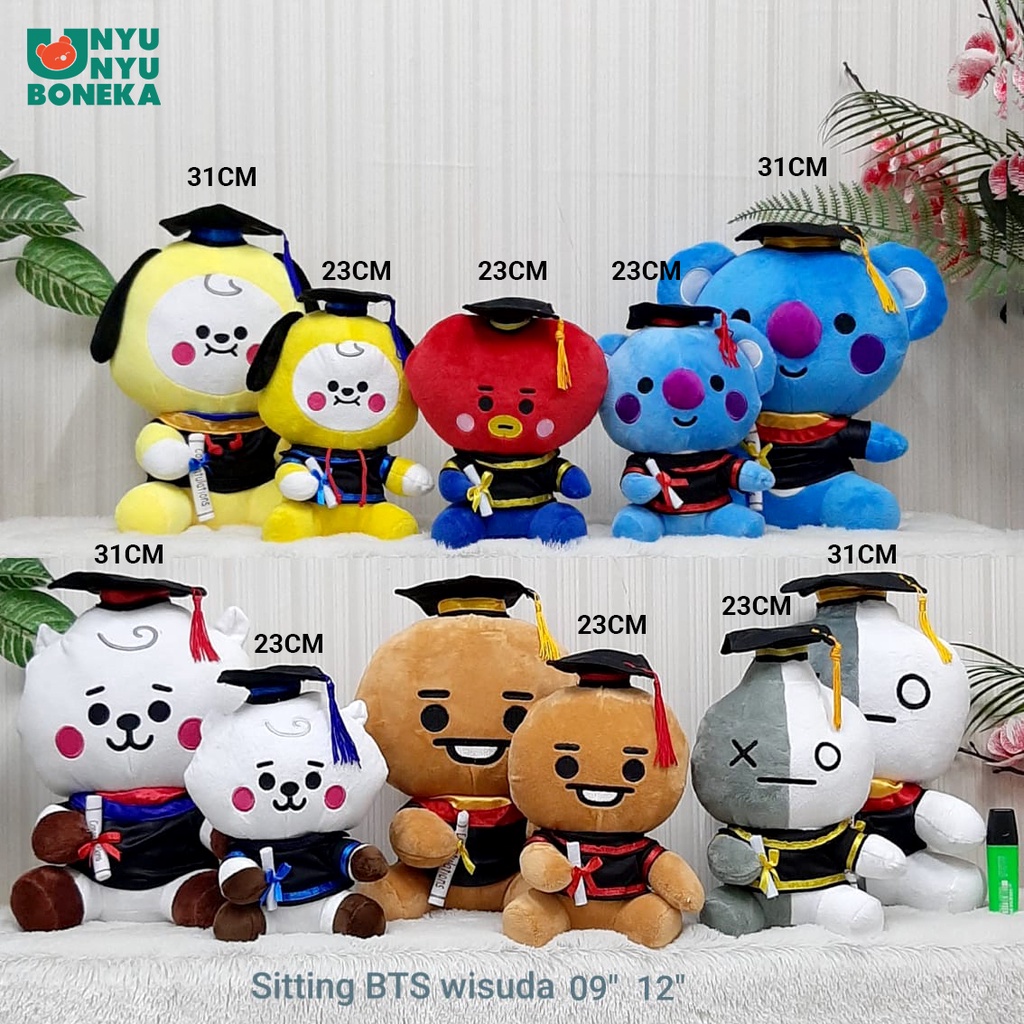 boneka toga wisuda bts chimmy tata koya shooky rj van souvenir graduation