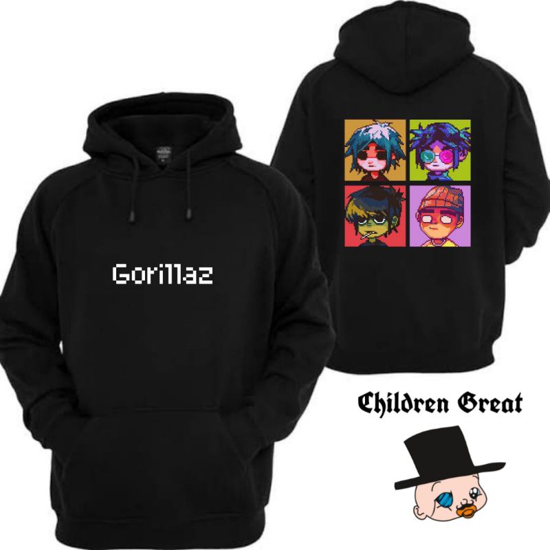 Jaket Hoodie GORILLAZ non zipper resleting jacket band katun baby terry cotton fleece / pria wanita 