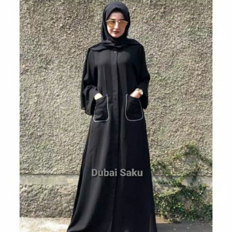 GALLERY EXCLUSIVE ( COD ) ABAYA HITAM GAMIS DUBAI ( GESER KANAN UNTUK LIAT MOTIF MOTIF NYA )