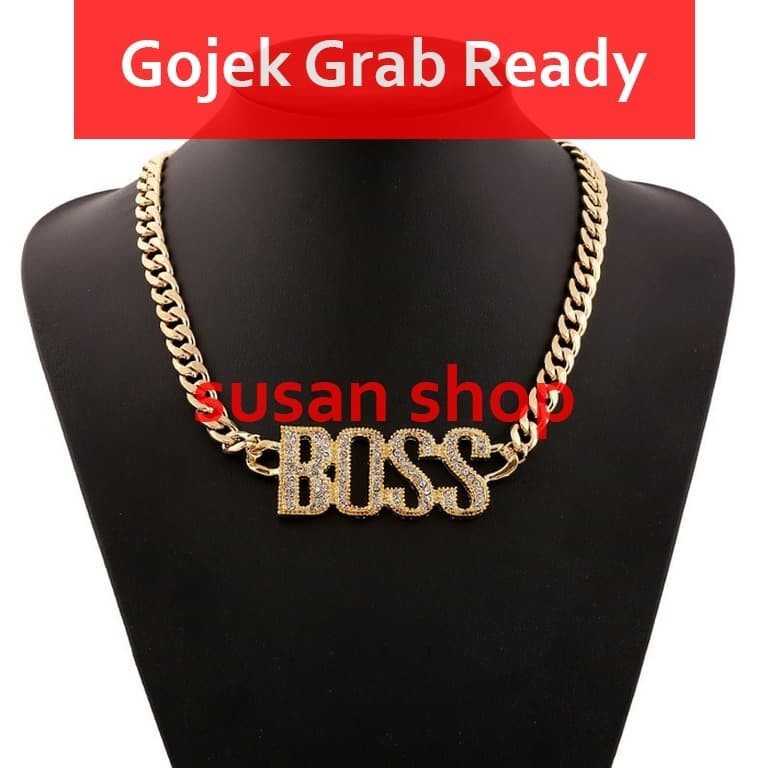 Kalung Big BOSS Rhinestone Hype Hip Hop Kalung Pria Rhinestone