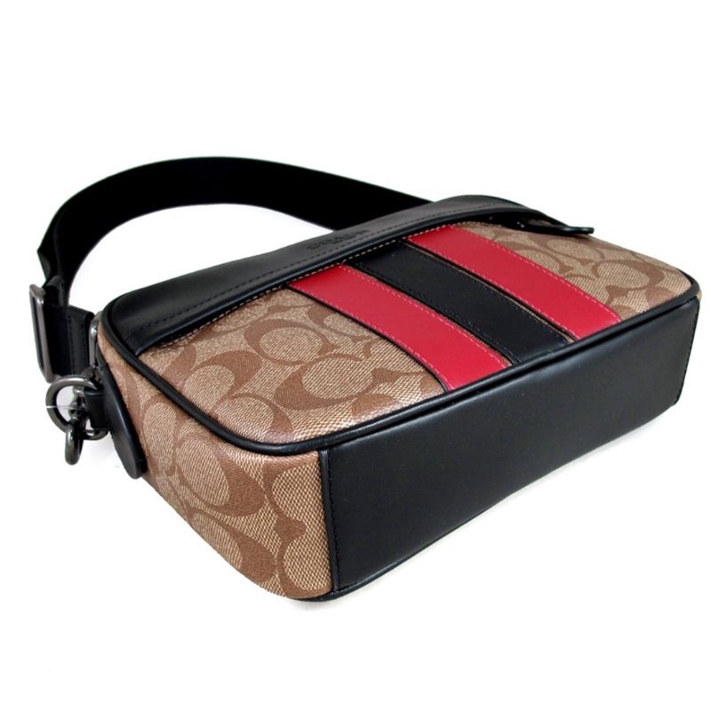 Coach Crossbody Shoulder bag In Signature Canvas Red And Black (C85037)