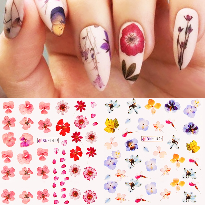 12desain Cinta Hati Air Decals Hari Valentine Kuku Air Decals Warna-Warni Tips Gradien Cinta Perancis Huruf Inggris Pola Bunga Bungkus Kuku Manicure Dekorasi DIY