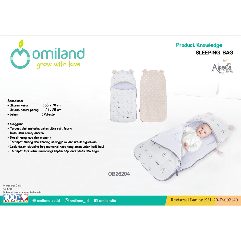 Omiland Alpaca Series Tas Bayi Gendongan Samping Matras Selimut