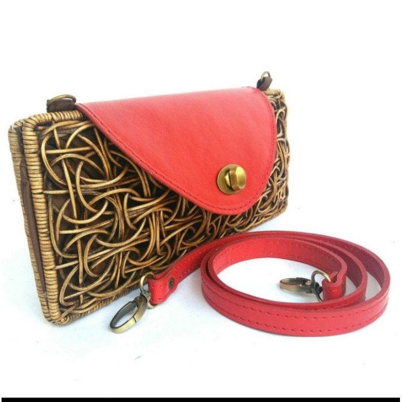 clutch etnik anyaman rotan/tas tangan wanita