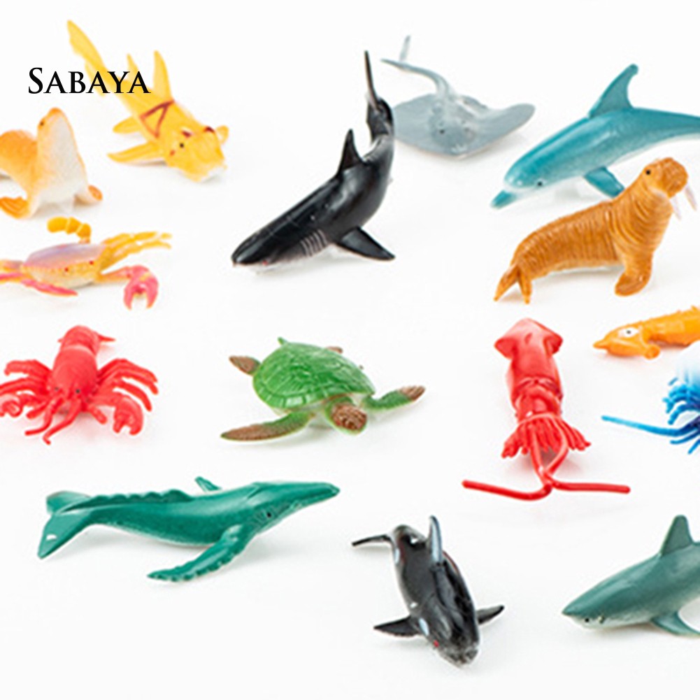 24Pcs Plastic Marine Animal Colorful Ocean Creatures Dolphin Whale Model Toy