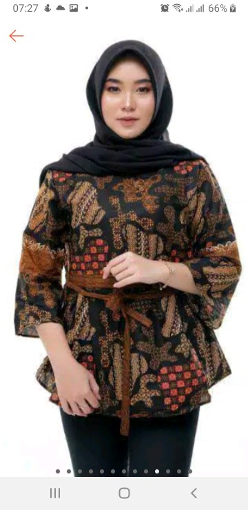 Tey-17 Batik Wanita Asj Sa Hrb026 Kenongo Kemeja Tosca Pendek