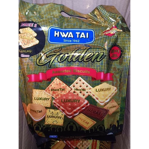 BISKUIT HWA TAI GOLDEN MALAYSIA ASSORTED BISCUIT NO CHOLESTROL ,ROTI CAMPUR CEMILAN IMPORT LUXURY