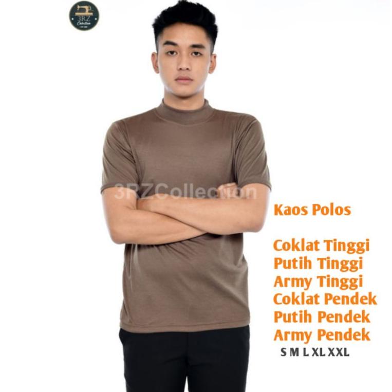 POLISI Satpam Security Kaos Polos Coklat/Putih/Army Kaos Dalaman Leher Panjang Leher Pendek