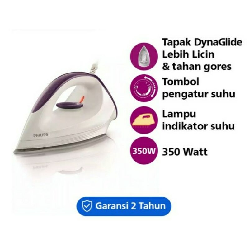 Setrika Philips Affinia Dry Iron GC160 Gosokan Philips GC 160 Original Garansi Resmi