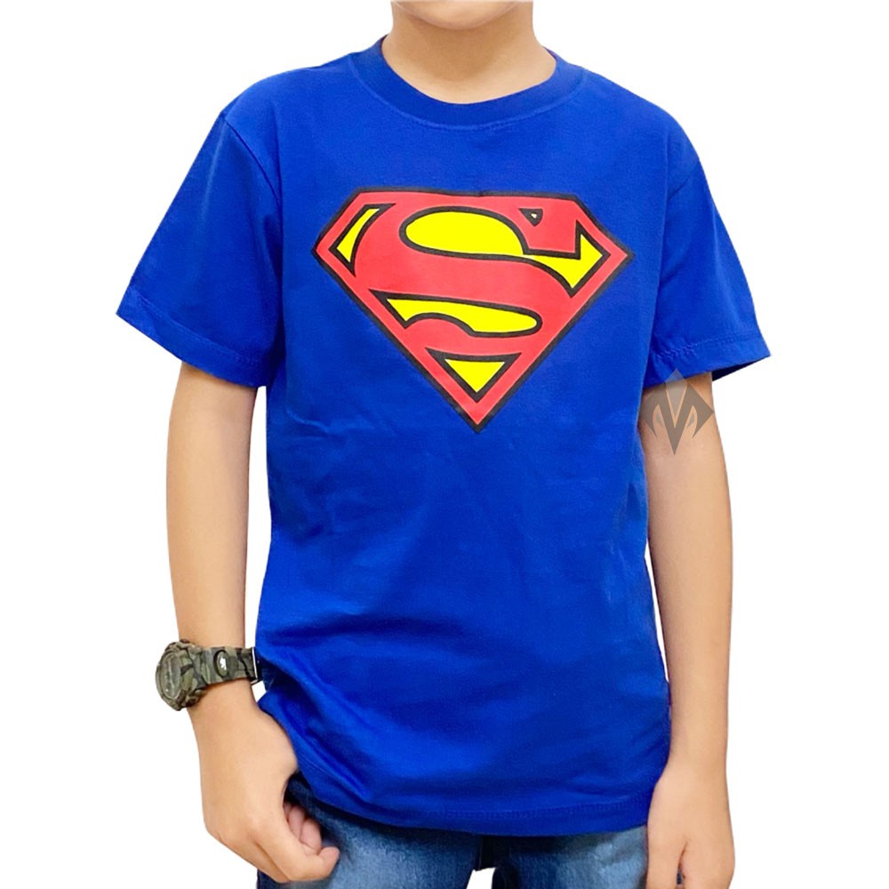 1-8 TAHUN SMLXL GROSIR KAOS ANAK LAKI LAKI COWOK PEREMPUAN SUPERMAN BIRU three point