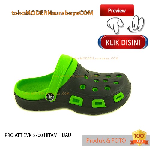 PRO ATT EVK 5700 HITAM HIJAU sandal anak sandal bakpao ringan